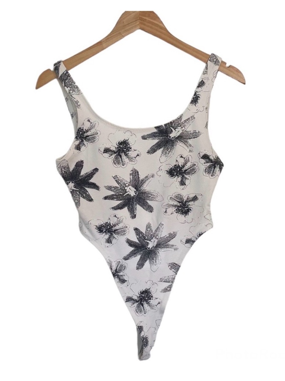 Vintage 1990s Floral Thong Fitness Bodysuit